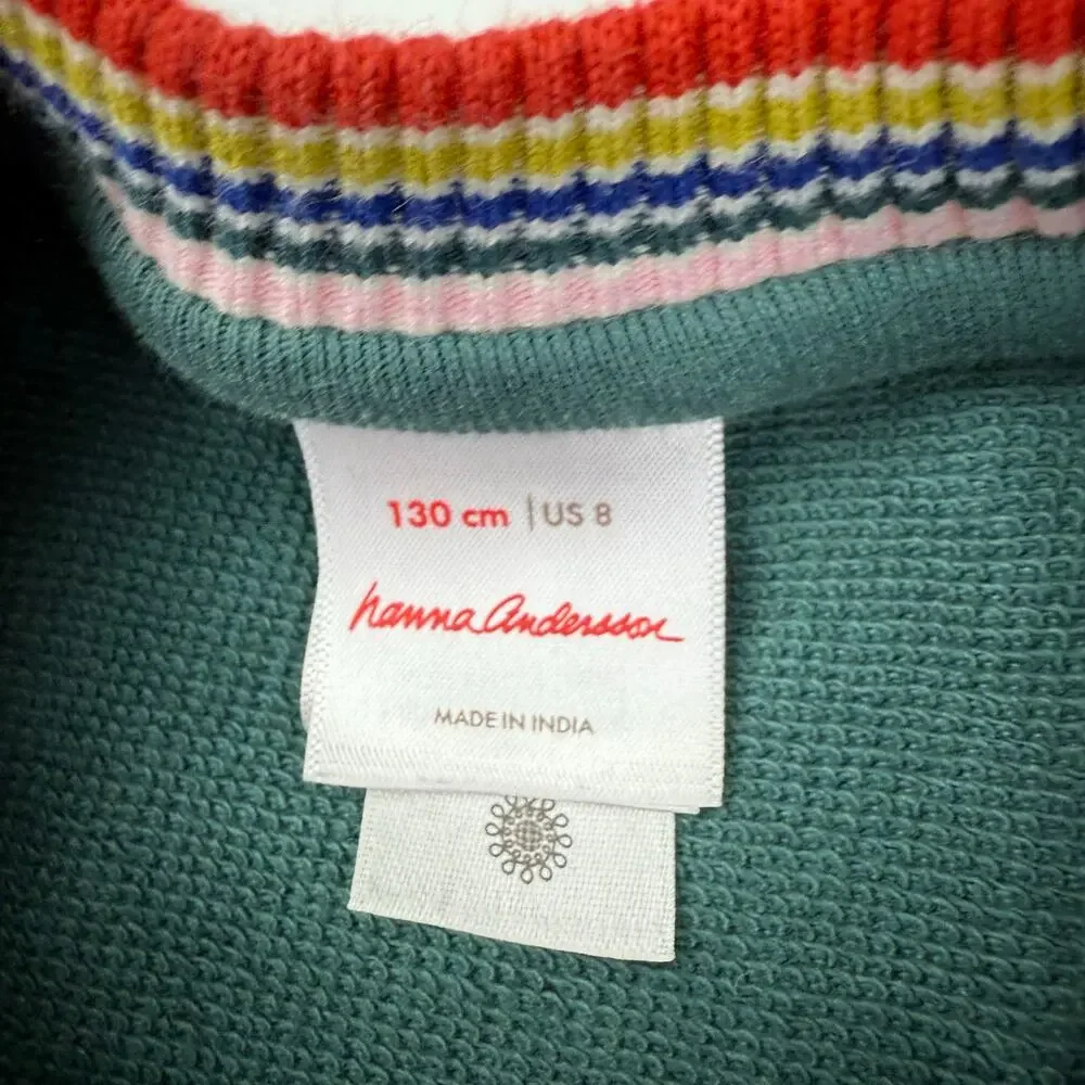 Hanna Andersson Green Rainbow Cuff French Terry Dress